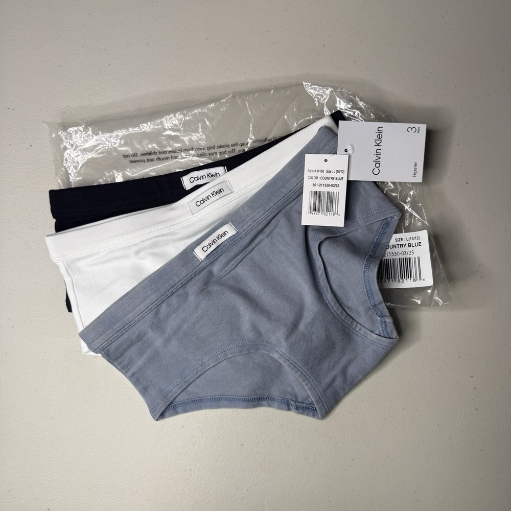 NWT Calvin Klein Girls Size L 3-Pack Hipster Underwear Set